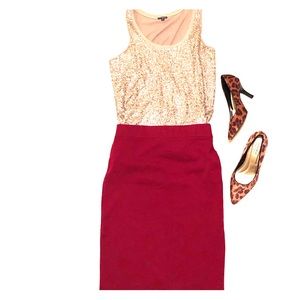 Burgundy Long Pencil / Wiggle Skirt by Iris